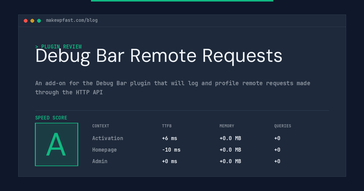Debug Bar Remote Requests - MakeWPFast