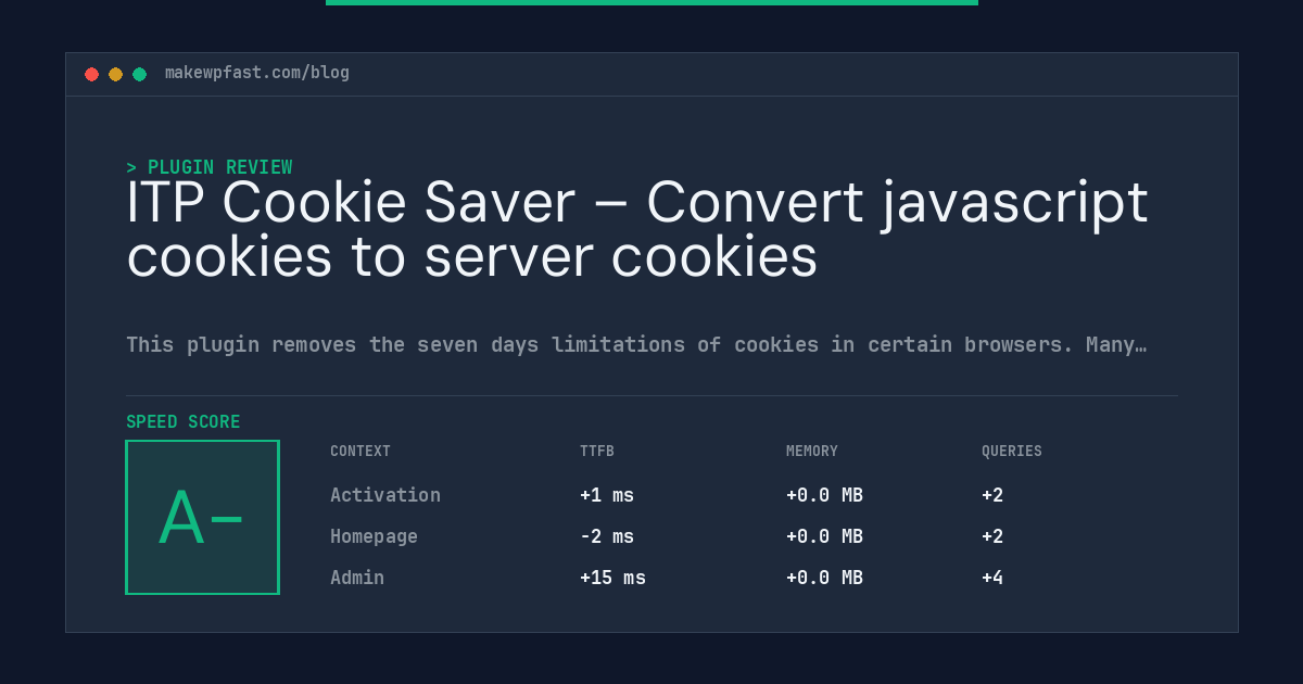 ITP Cookie Saver – Convert javascript cookies to server cookies - MakeWPFast