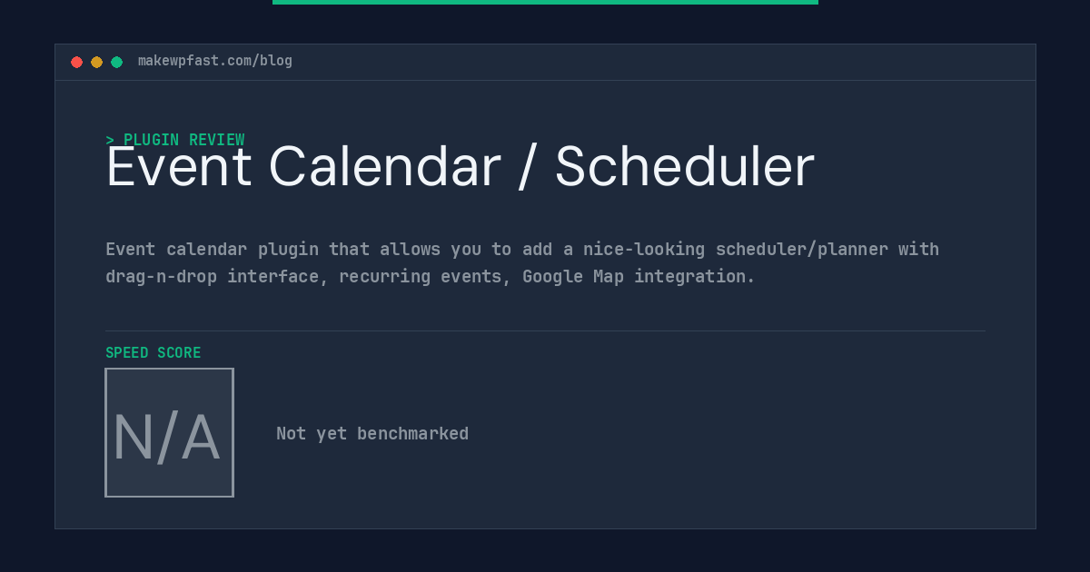Event Calendar / Scheduler - MakeWPFast