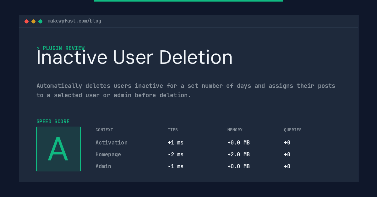 Inactive User Deletion - MakeWPFast