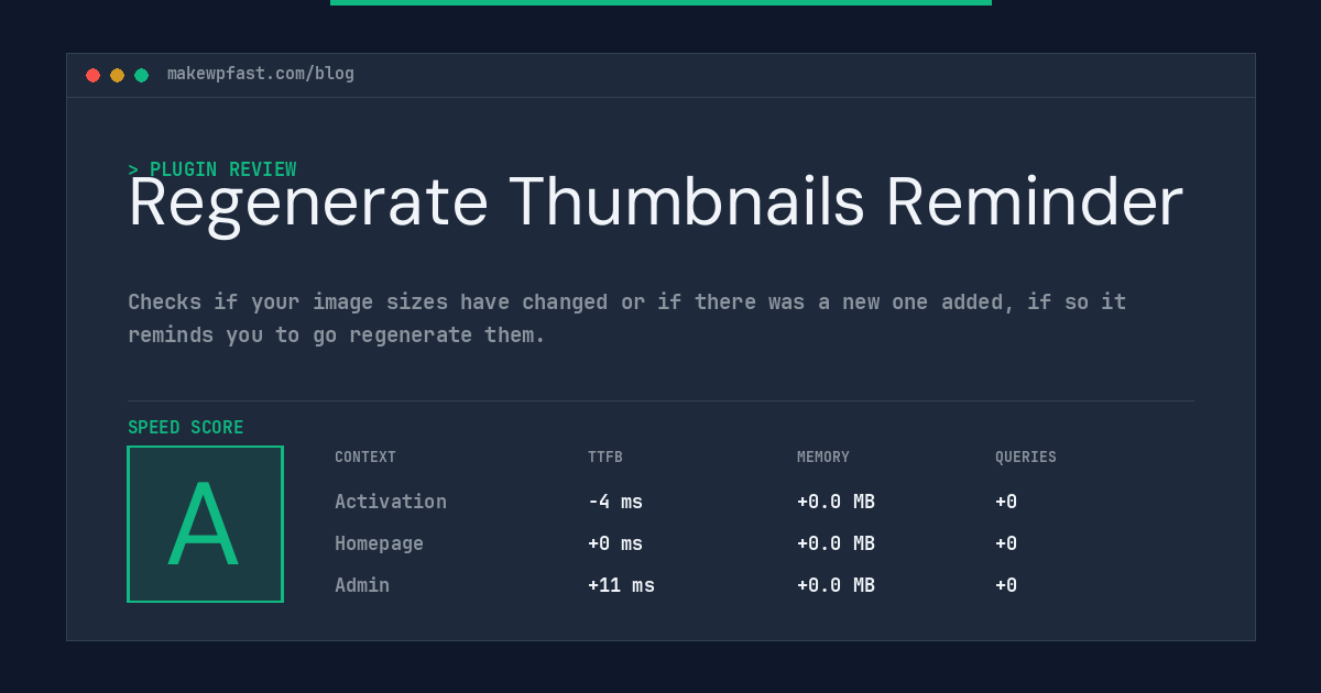 Regenerate Thumbnails Reminder - MakeWPFast