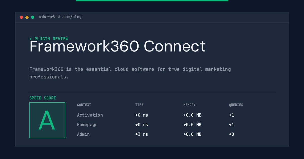 Framework360 Connect - MakeWPFast