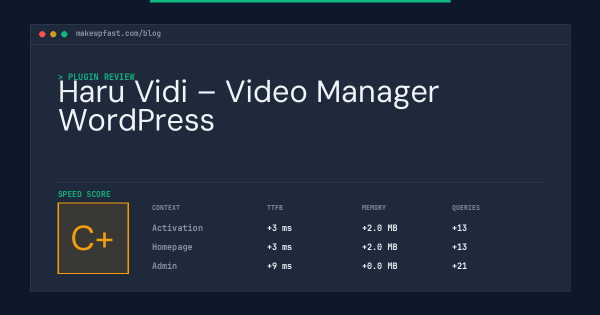 Haru Vidi – Video Manager WordPress - MakeWPFast