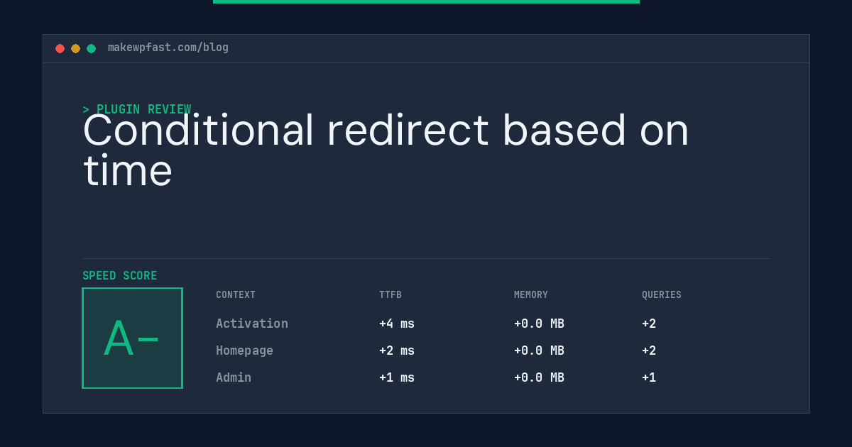 Conditional redirect based on time - MakeWPFast