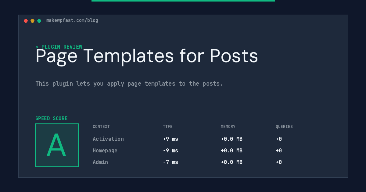 Page Templates for Posts - MakeWPFast
