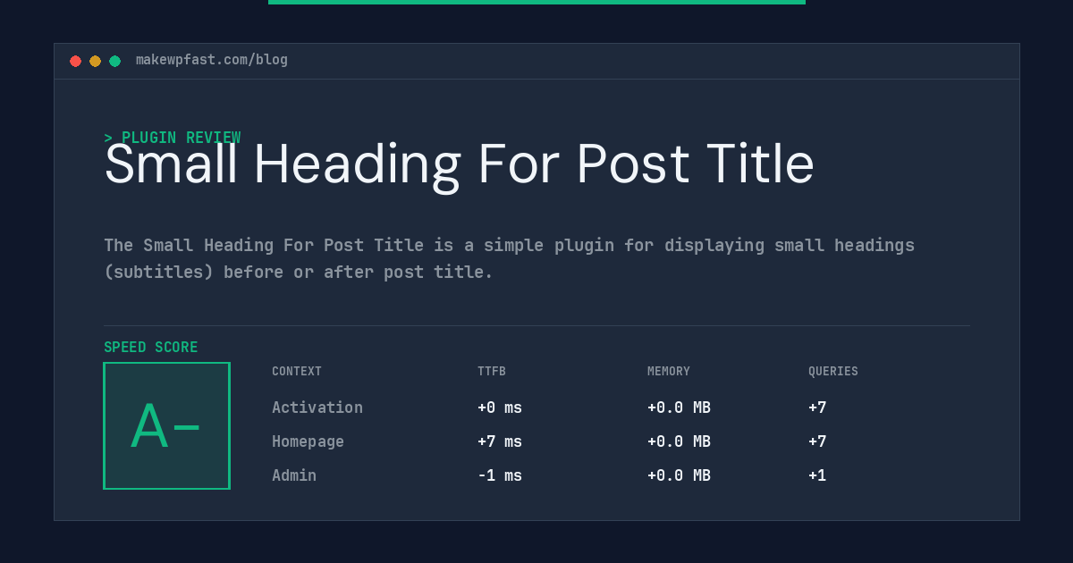 Small Heading For Post Title - MakeWPFast