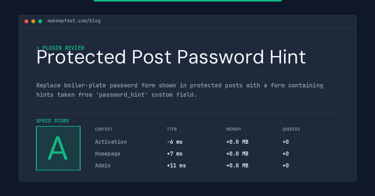 Protected Post Password Hint - MakeWPFast