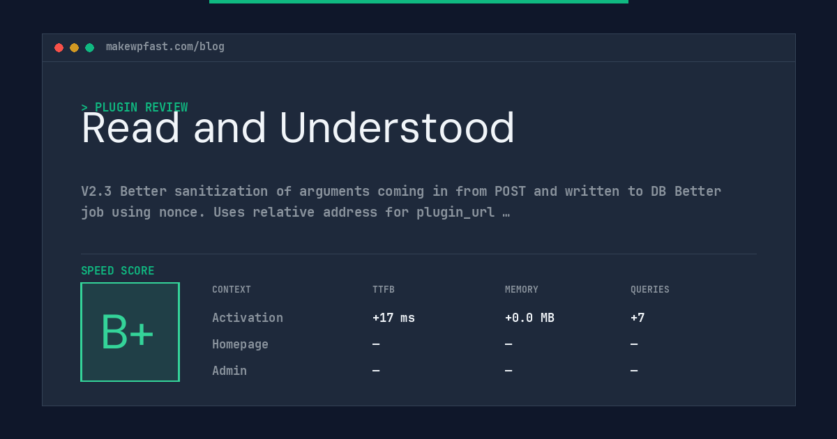 Read and Understood - MakeWPFast