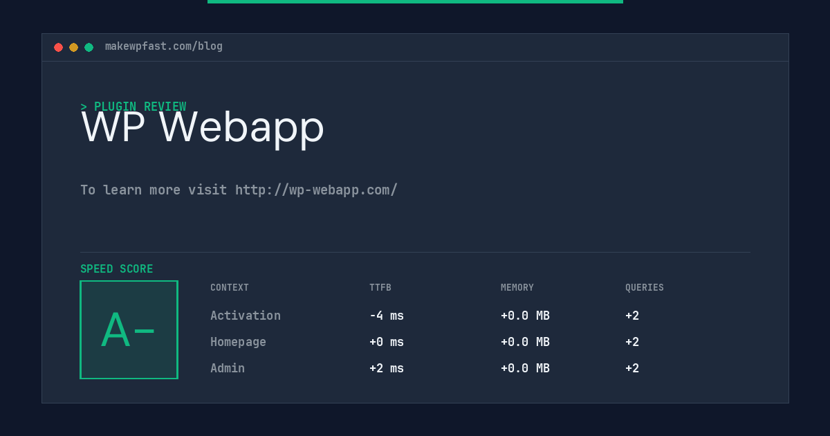 WP Webapp - MakeWPFast