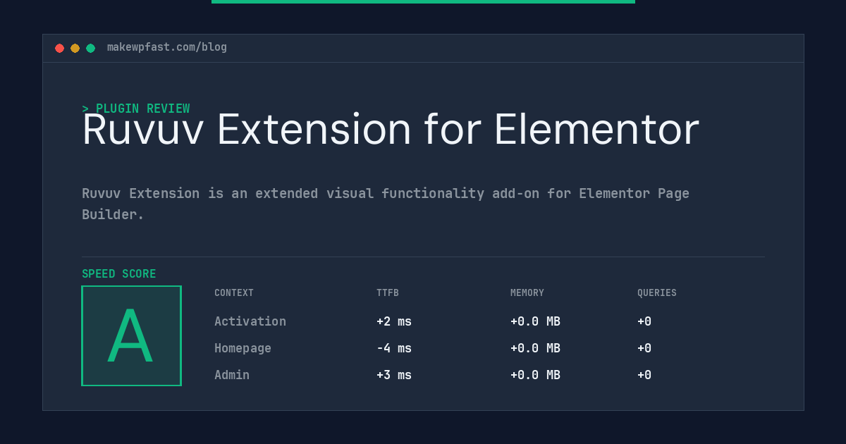 Ruvuv Extension for Elementor - MakeWPFast