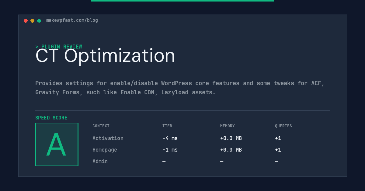 CT Optimization - MakeWPFast