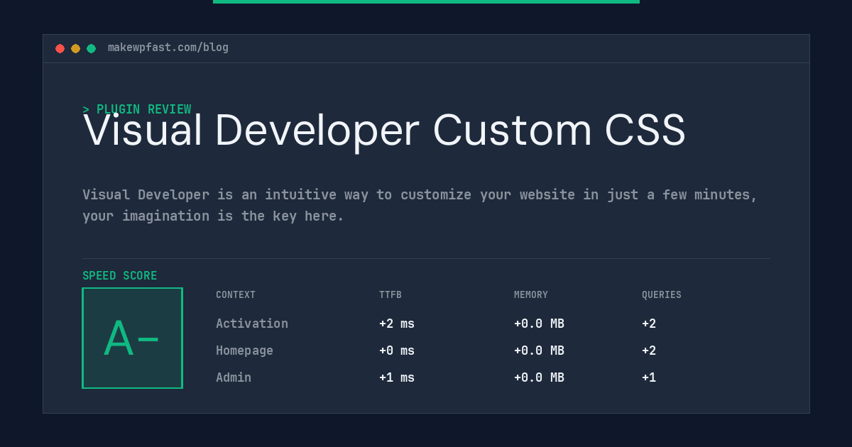 Visual Developer Custom CSS - MakeWPFast