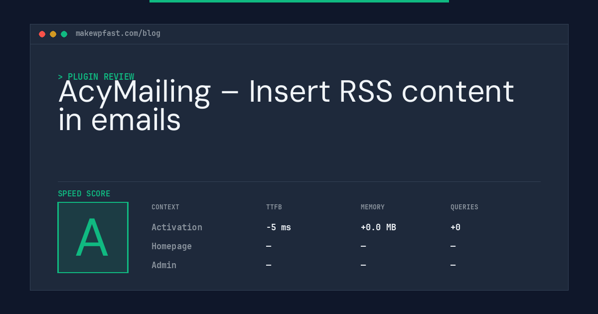 AcyMailing – Insert RSS content in emails - MakeWPFast