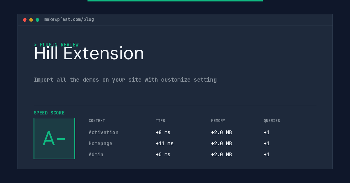 Hill Extension - MakeWPFast