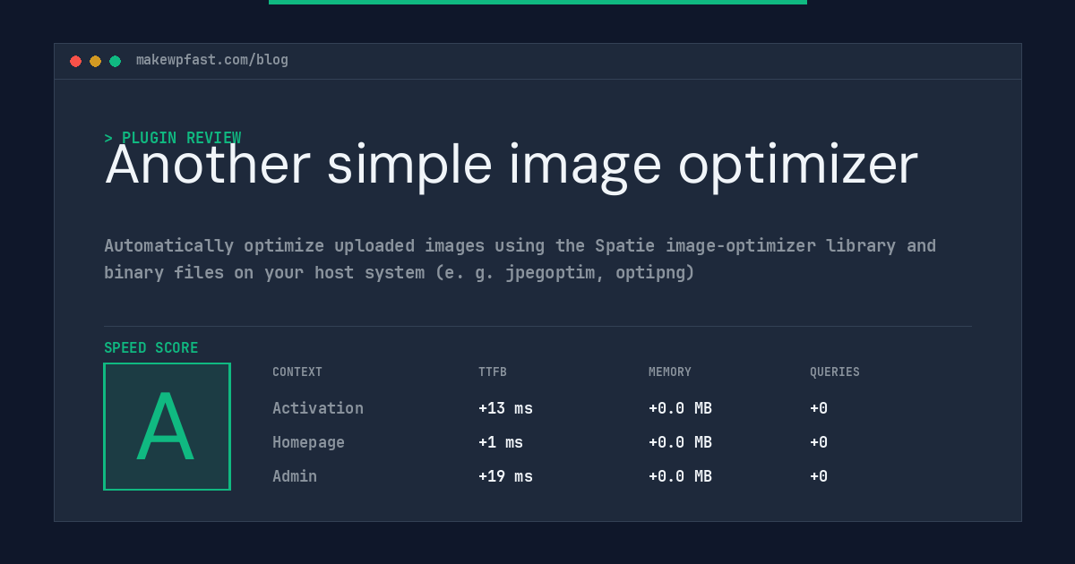 Another simple image optimizer - MakeWPFast