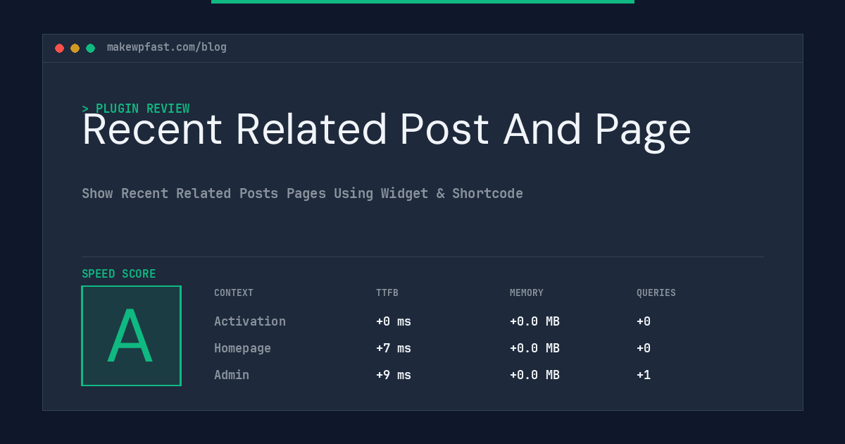 Recent Related Post And Page - MakeWPFast