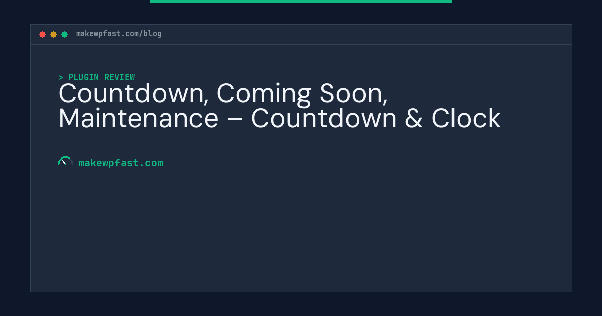 Countdown, Coming Soon, Maintenance – Countdown & Clock - MakeWPFast