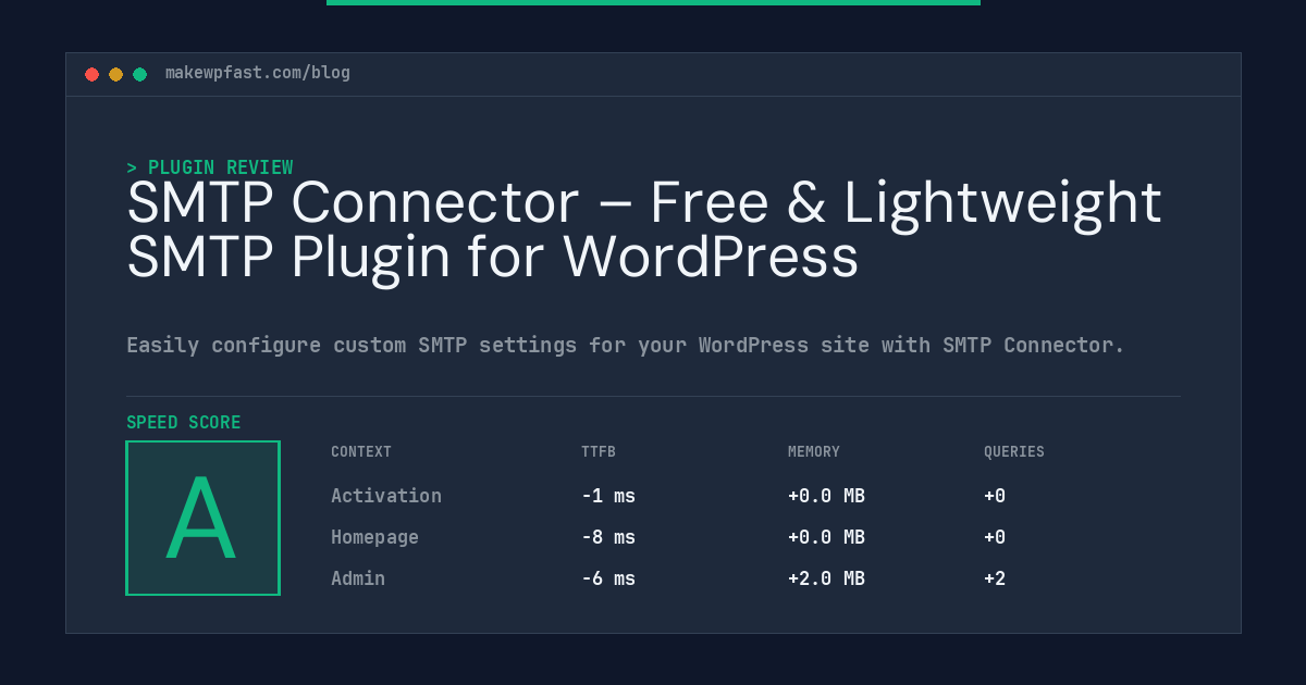 SMTP Connector – Free & Lightweight SMTP Plugin for WordPress - MakeWPFast