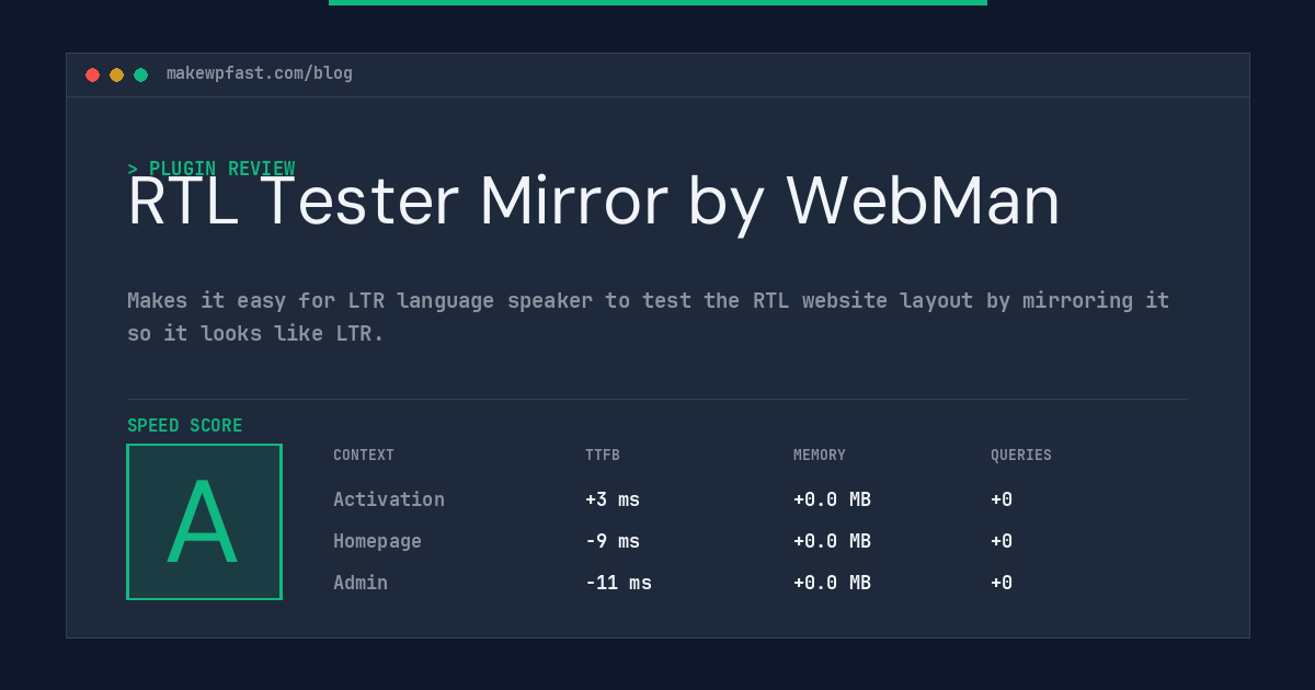 RTL Tester Mirror by WebMan - MakeWPFast