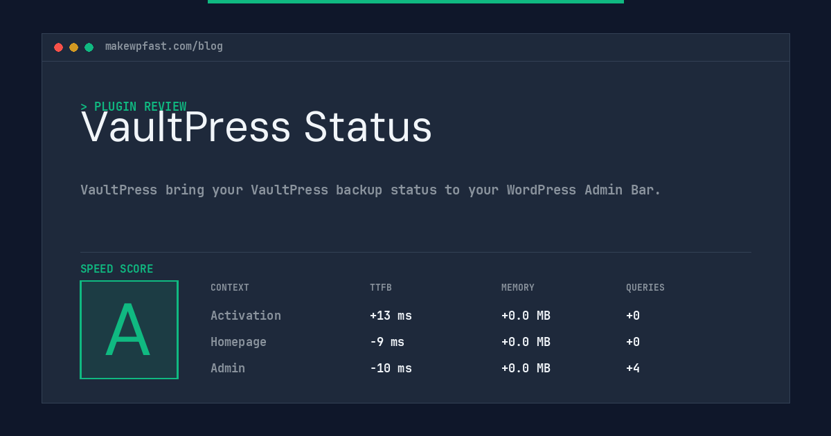 VaultPress Status - MakeWPFast