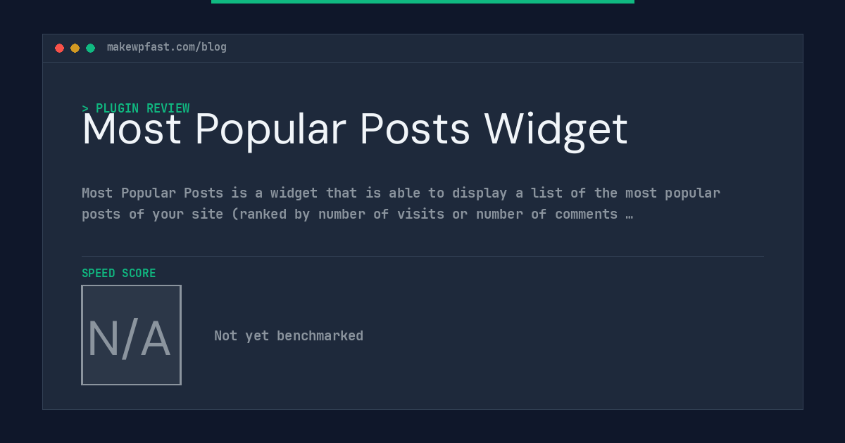 Most Popular Posts Widget - MakeWPFast