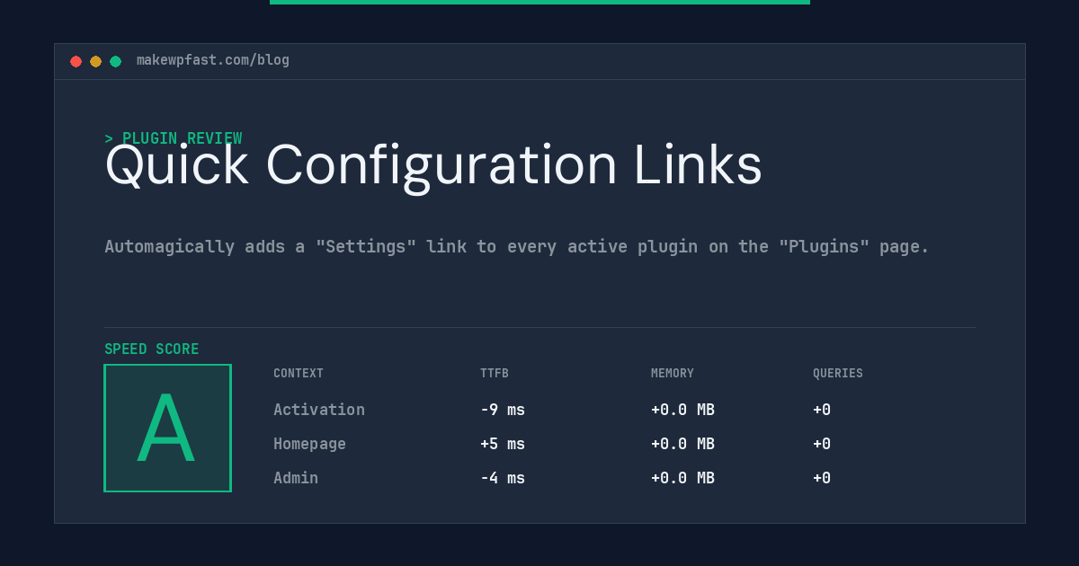 Quick Configuration Links - MakeWPFast