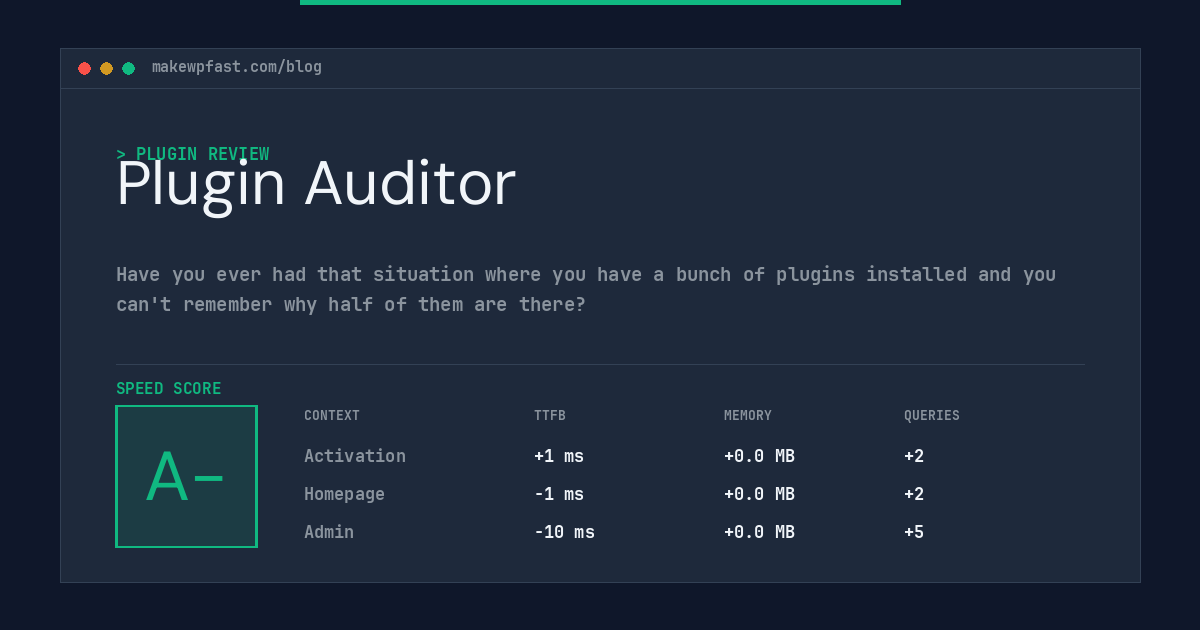 Plugin Auditor - MakeWPFast