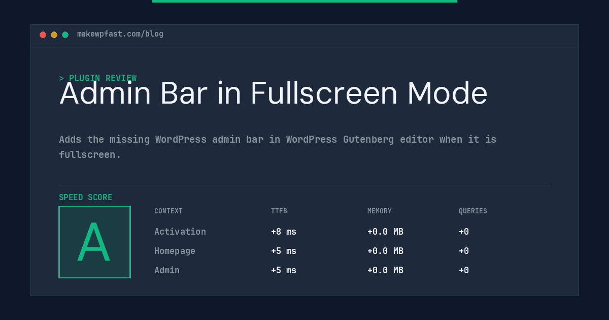 Admin Bar in Fullscreen Mode - MakeWPFast
