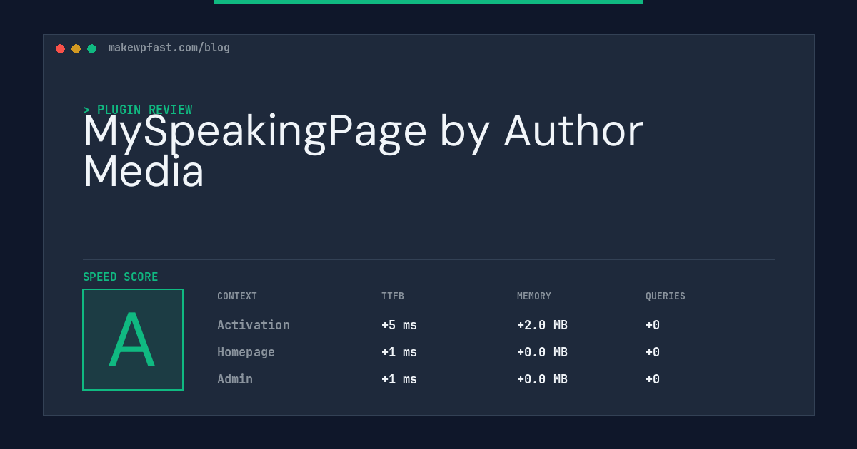 MySpeakingPage by Author Media - MakeWPFast