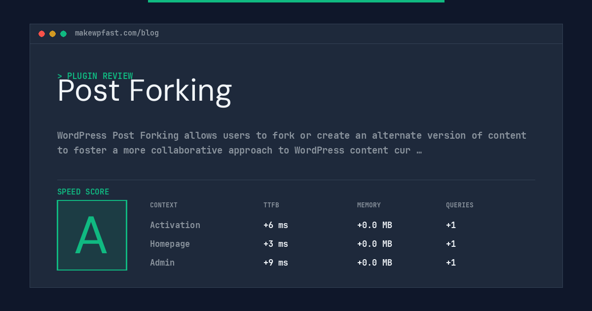 Post Forking - MakeWPFast
