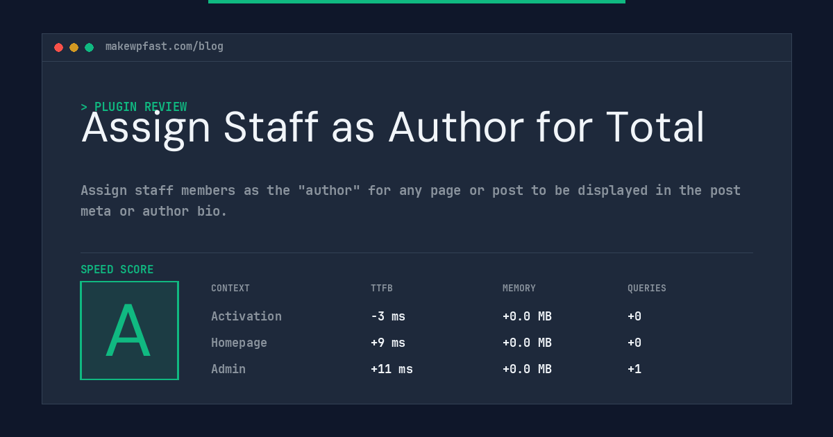 Assign Staff as Author for Total - MakeWPFast