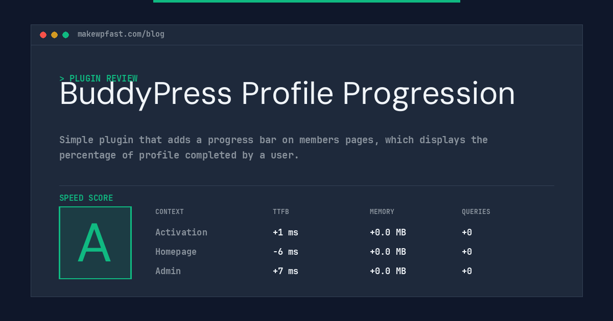 BuddyPress Profile Progression - MakeWPFast