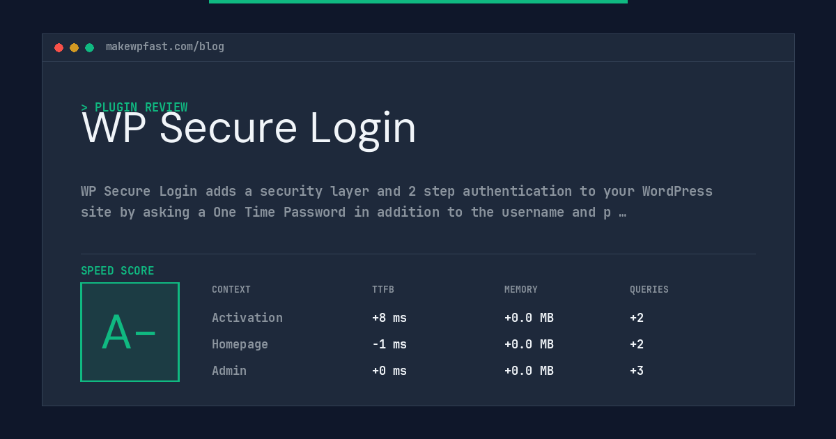 WP Secure Login - MakeWPFast