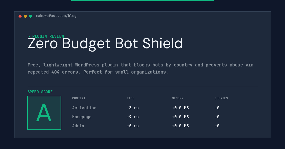 Zero Budget Bot Shield - MakeWPFast