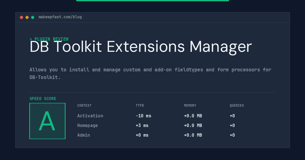 DB Toolkit Extensions Manager - MakeWPFast