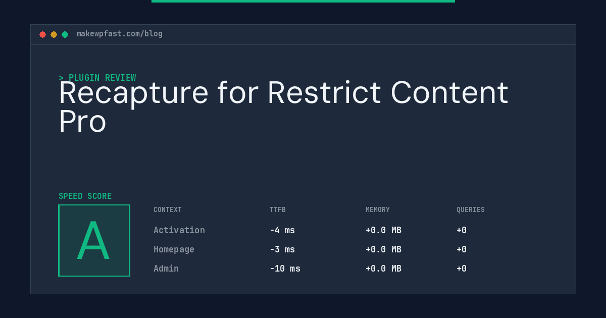 Recapture for Restrict Content Pro - MakeWPFast