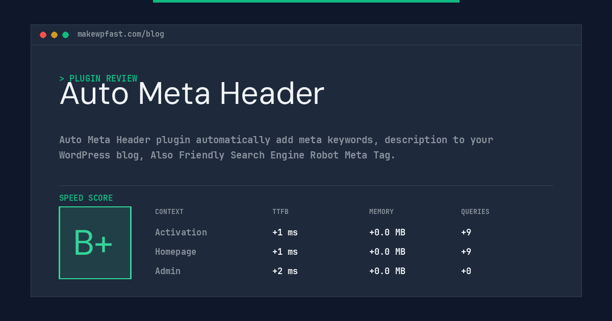 Auto Meta Header - MakeWPFast