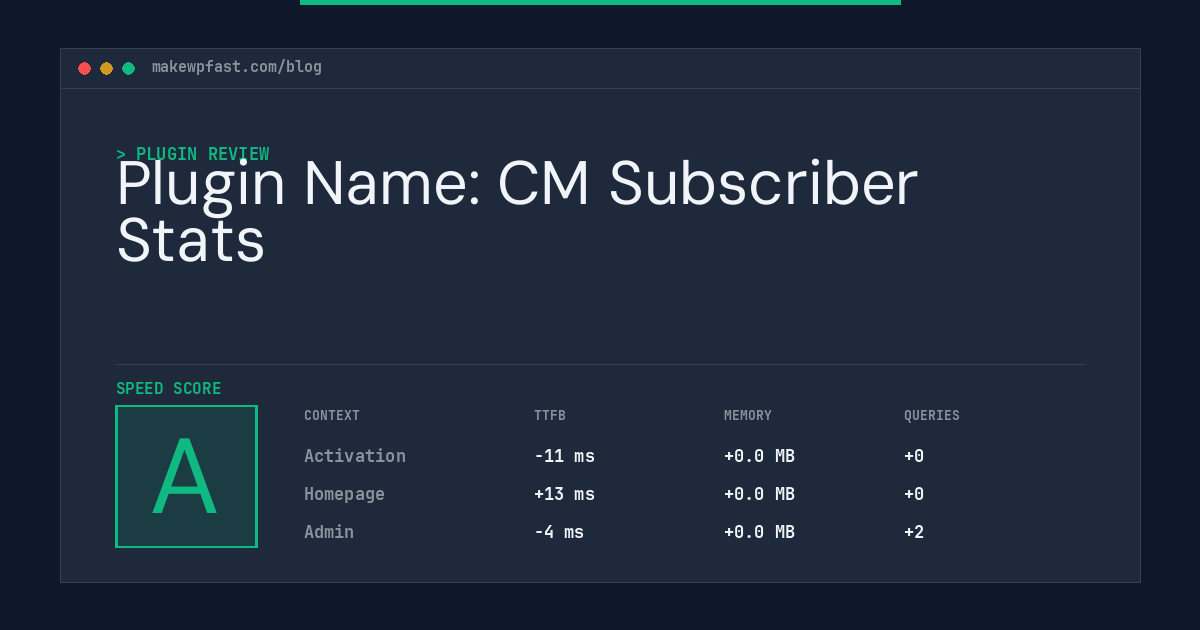 Plugin Name: CM Subscriber Stats - MakeWPFast