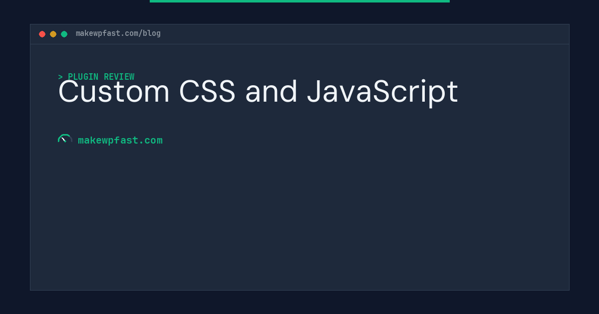 Custom CSS and JavaScript - MakeWPFast