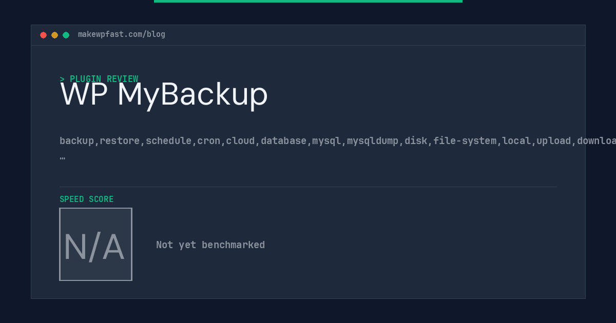 WP MyBackup - MakeWPFast