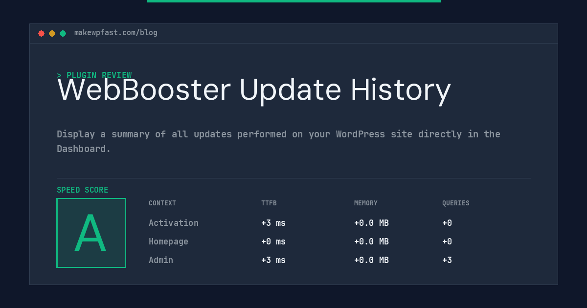 WebBooster Update History - MakeWPFast