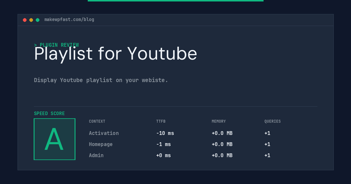 Playlist for Youtube - MakeWPFast