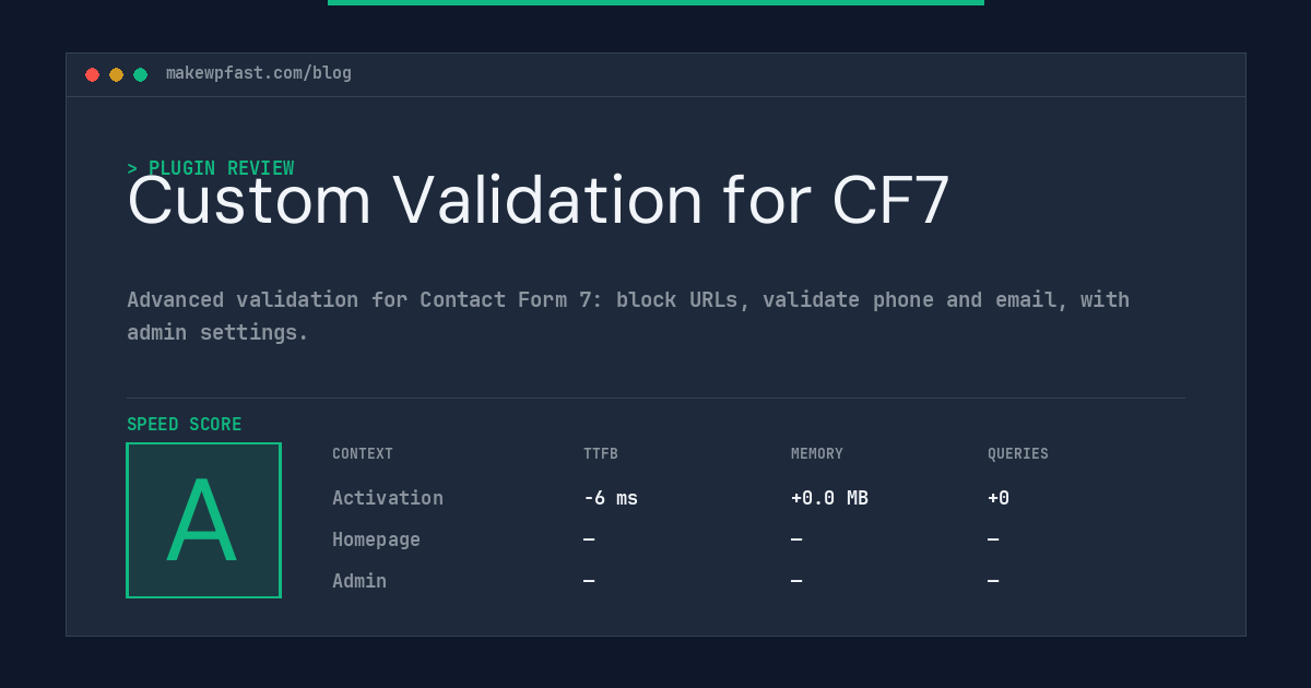 Custom Validation for CF7 - MakeWPFast
