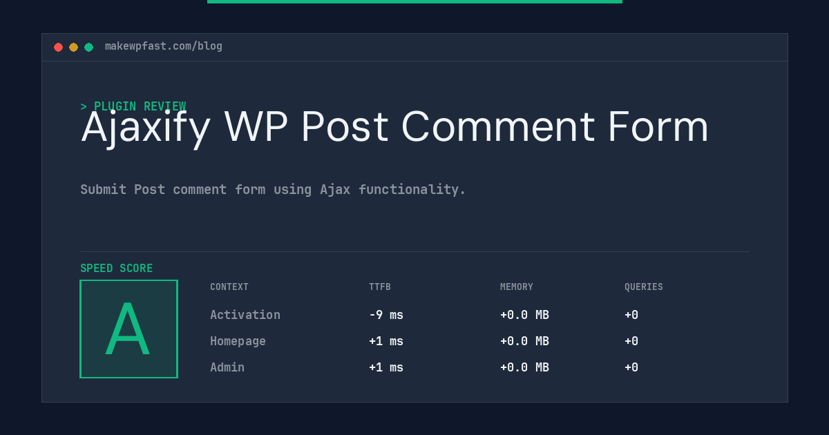 Ajaxify WP Post Comment Form - MakeWPFast