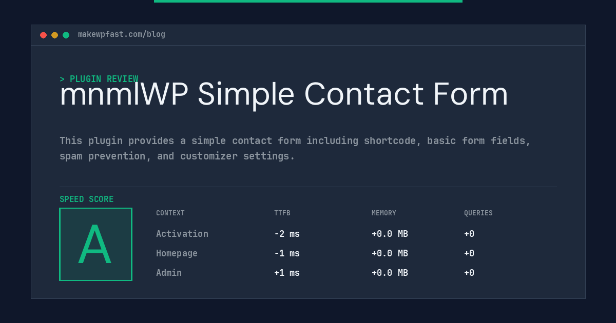 mnmlWP Simple Contact Form - MakeWPFast