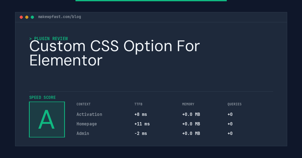 Custom CSS Option For Elementor - MakeWPFast