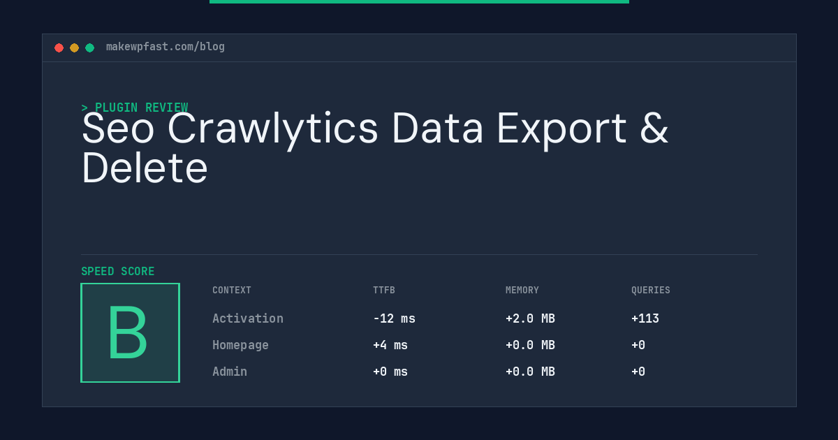 Seo Crawlytics Data Export & Delete - MakeWPFast