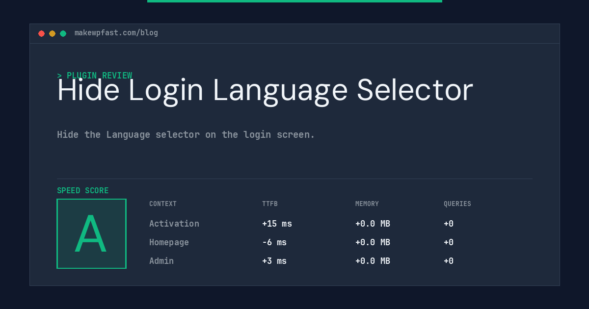 Hide Login Language Selector - MakeWPFast