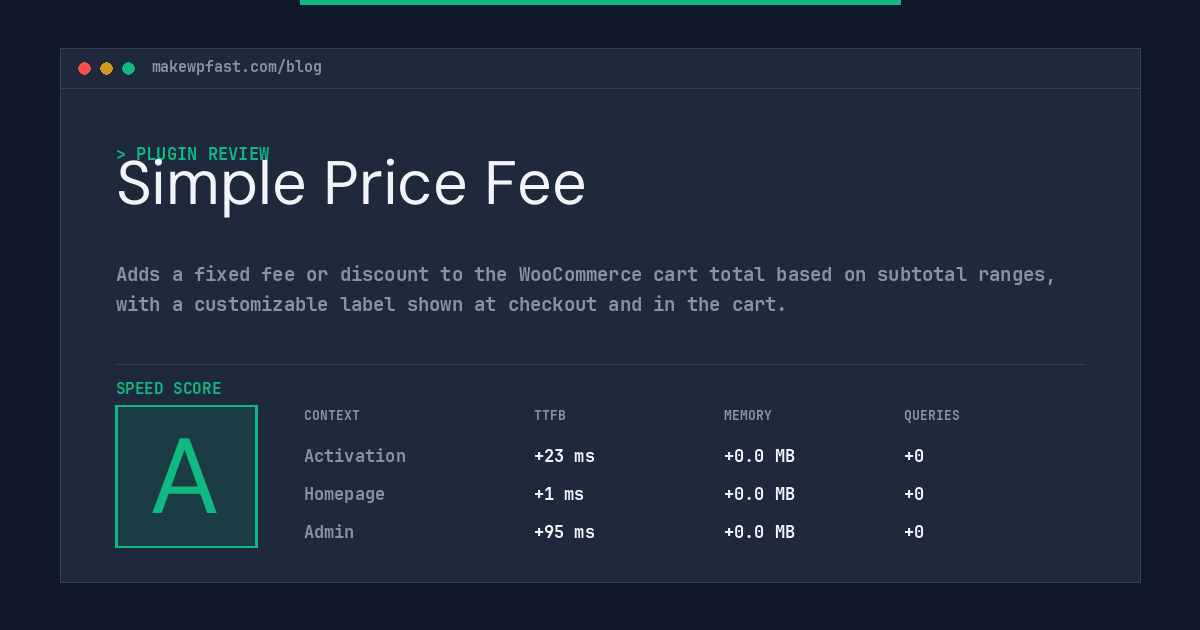 Simple Price Fee - MakeWPFast