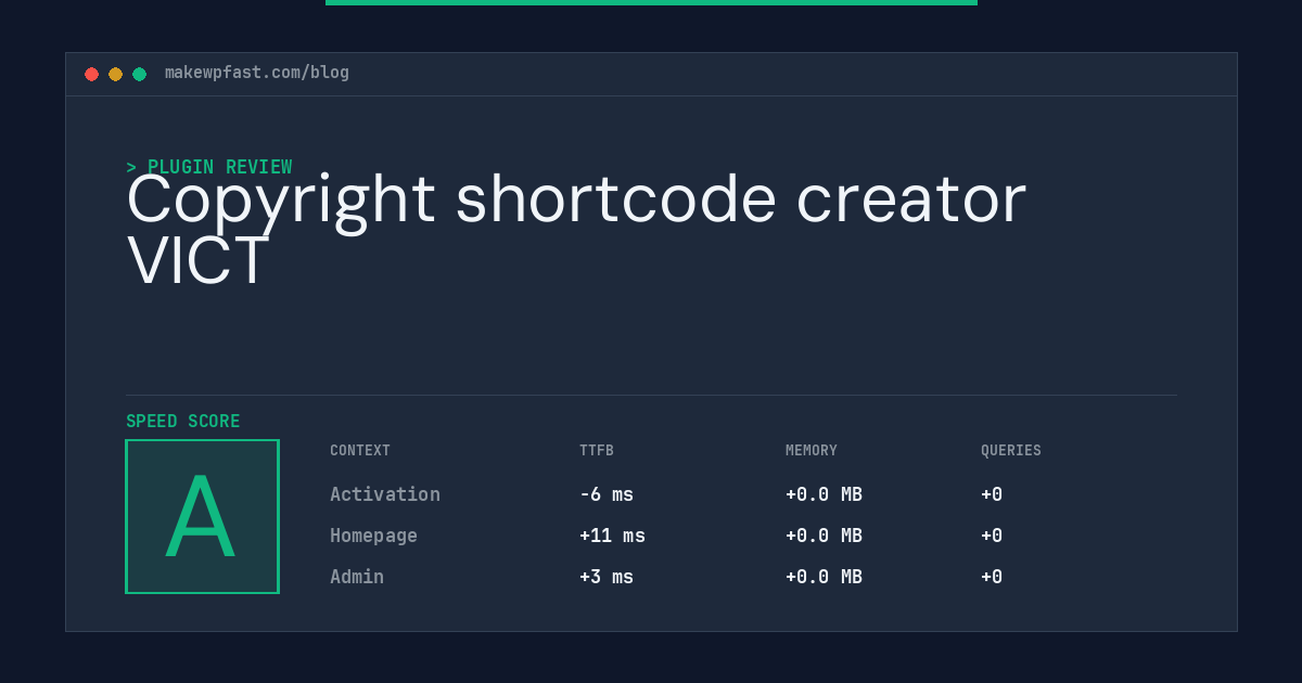 Copyright shortcode creator VICT - MakeWPFast